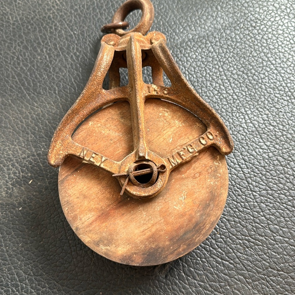 Antique NEY MFG wood and cast iron pulley